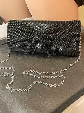 Jessica McClintock NWOT Gunne Sax Black Metallic MeshEvening Prom Bag Clutch